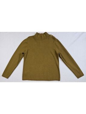 NWT Ann Taylor Olive Green Mock Neck Button Shoulder Sweater